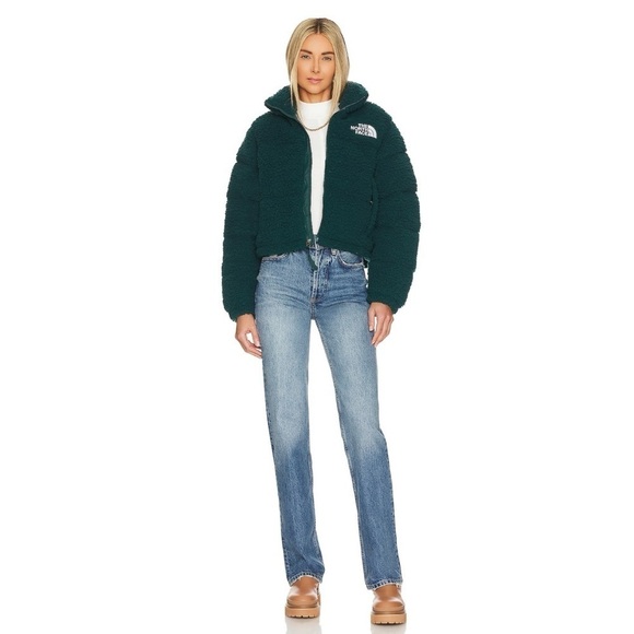 New The North Face Nuptse Sherpa Jacket Puffer High Pile Fleece Green - Picture 4 of 15